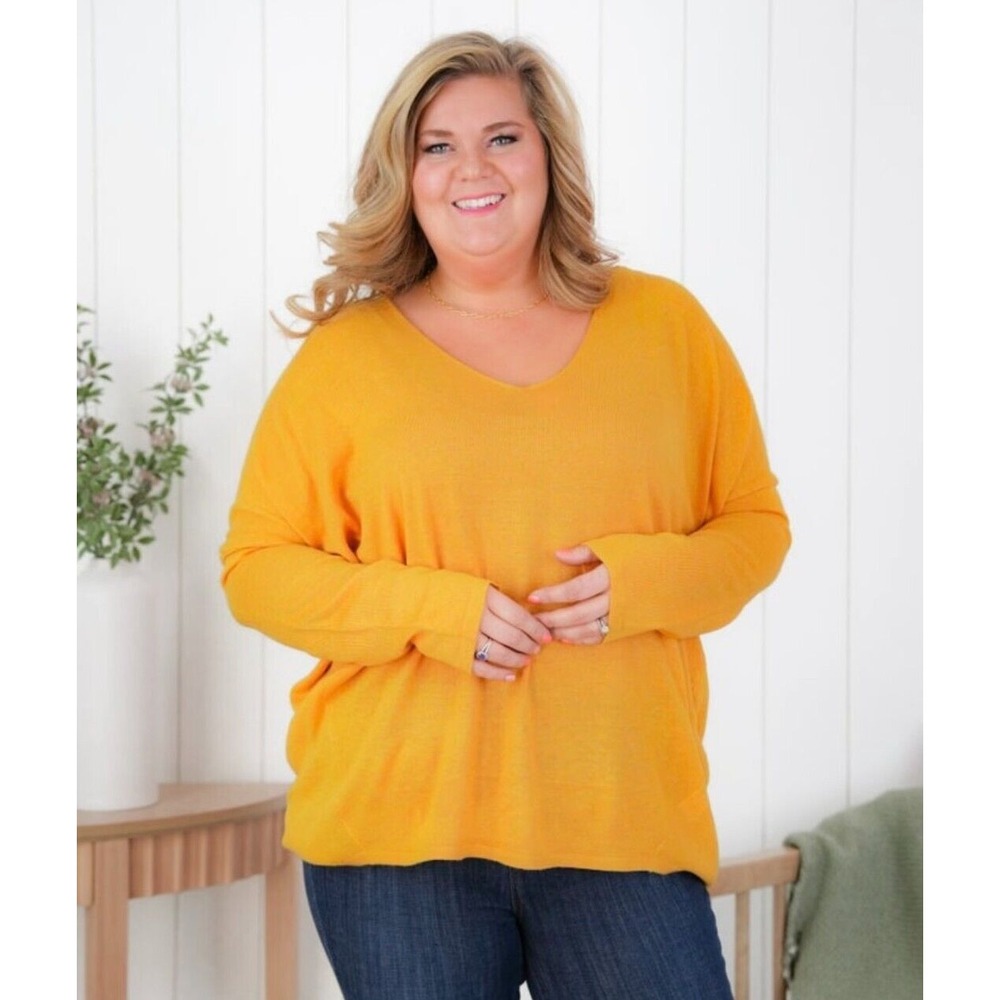 Freckled Poppy Womens Solid Knit Long Sleeve Sweater 2XL